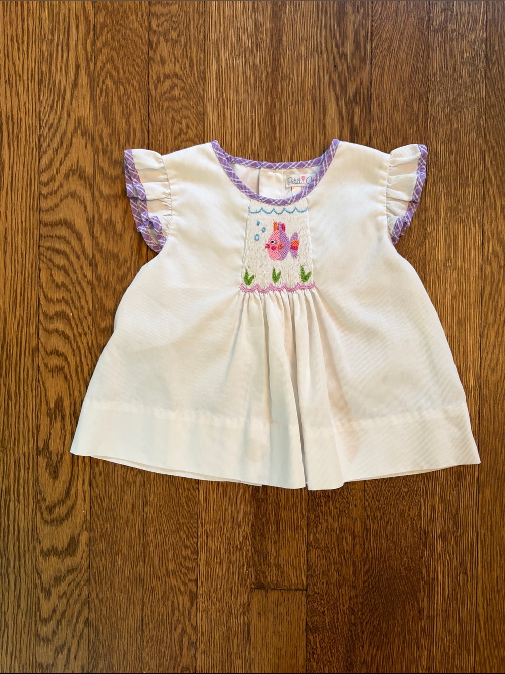 Petit Ami White Smocked Fish shirt / top size 24mo